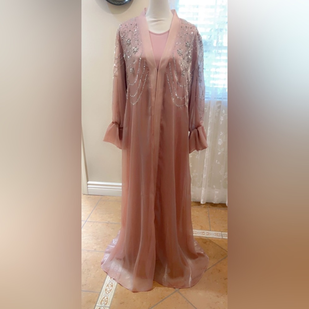 Stunning organza abaya with glimmering rhinestone accents